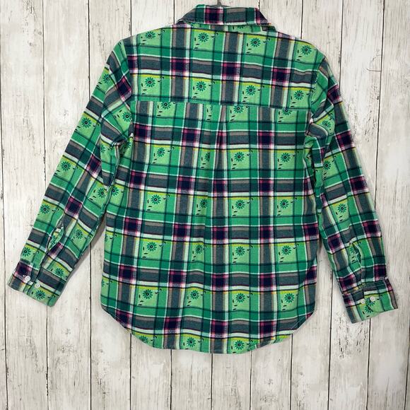 American Sweetheart Flannel Soft Fall Plaid Floral Long Sleeve Button Down Shirt - Picture 2 of 9